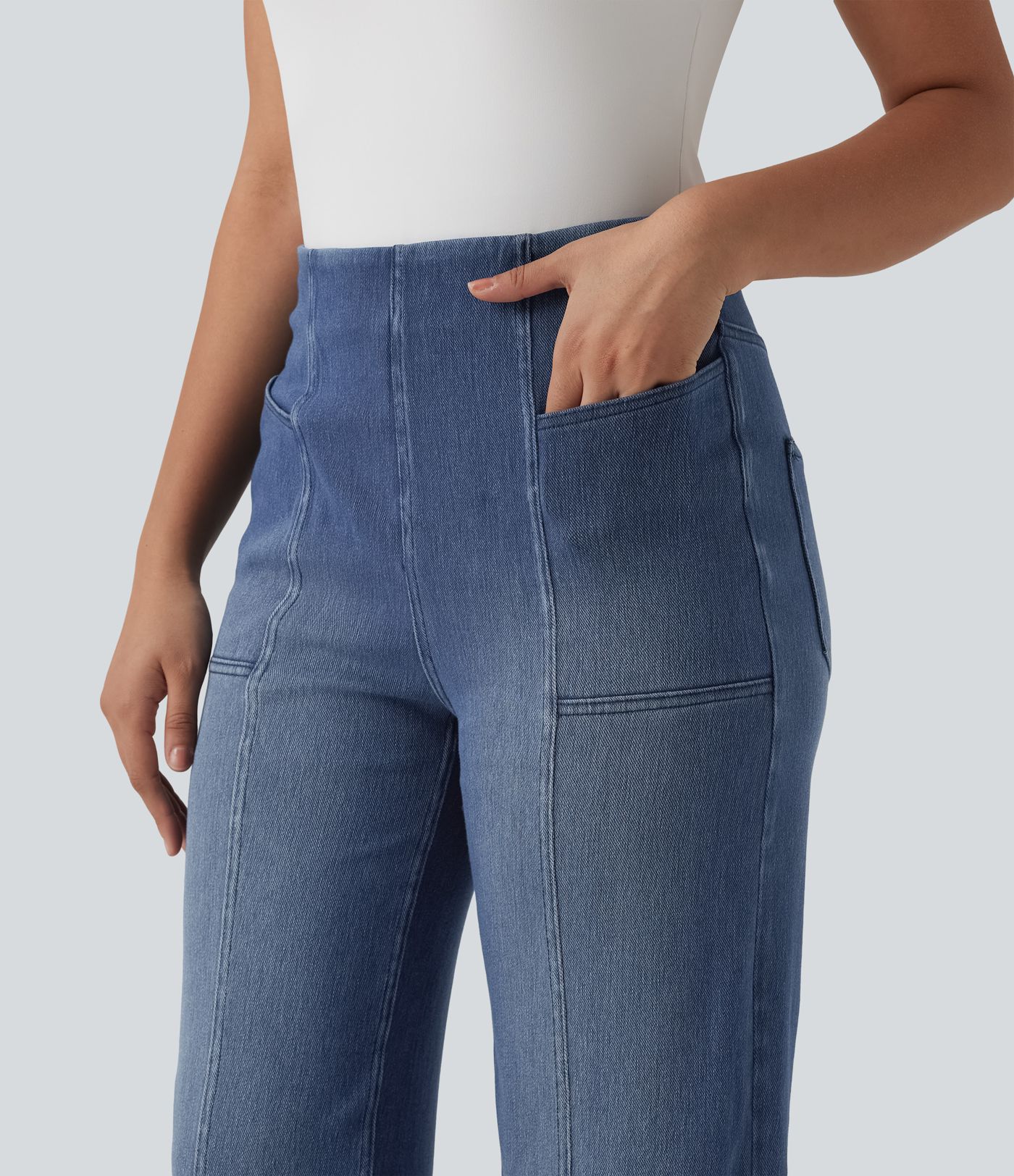 Halara Flex™ High Waisted Tummy Control Casual Wide Leg Jeans with Pockets