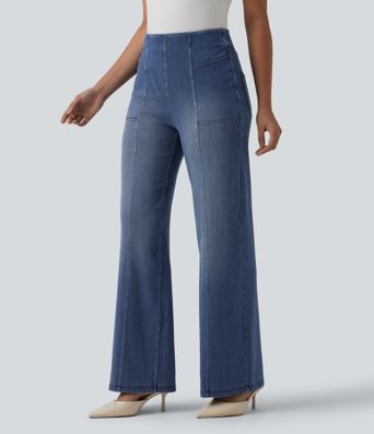 Halara Flex™ High Waisted Tummy Control Casual Wide Leg Jeans with Pockets