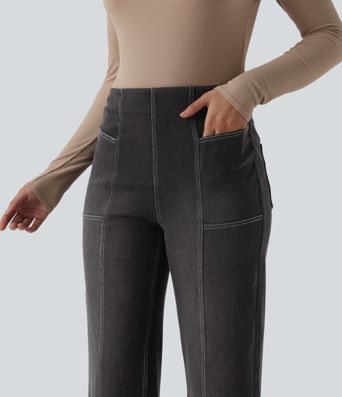 Halara Flex™ High Waisted Tummy Control Casual Wide Leg Jeans with Pockets