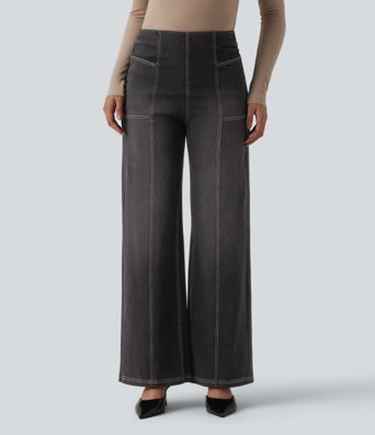 Halara Flex™ High Waisted Tummy Control Casual Wide Leg Jeans with Pockets