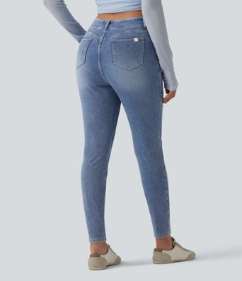 Halara Flex™ Jean slim asymétrique taille haute croisée avec poches