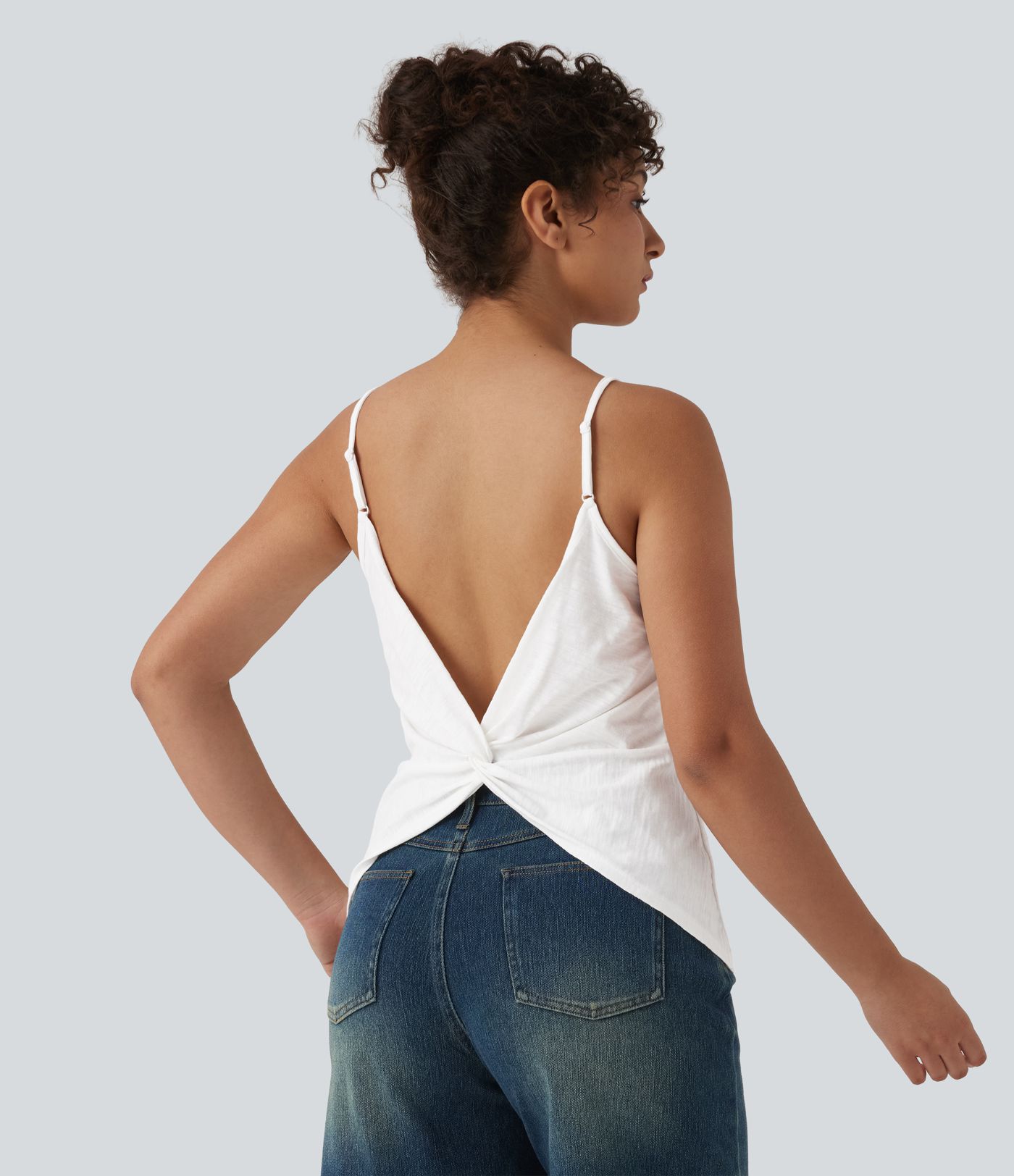 Lässiges Slub-Baumwoll-Trägershirt mit V-Ausschnitt