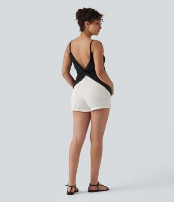 V Neck Casual Slubbed Cotton Tank Top