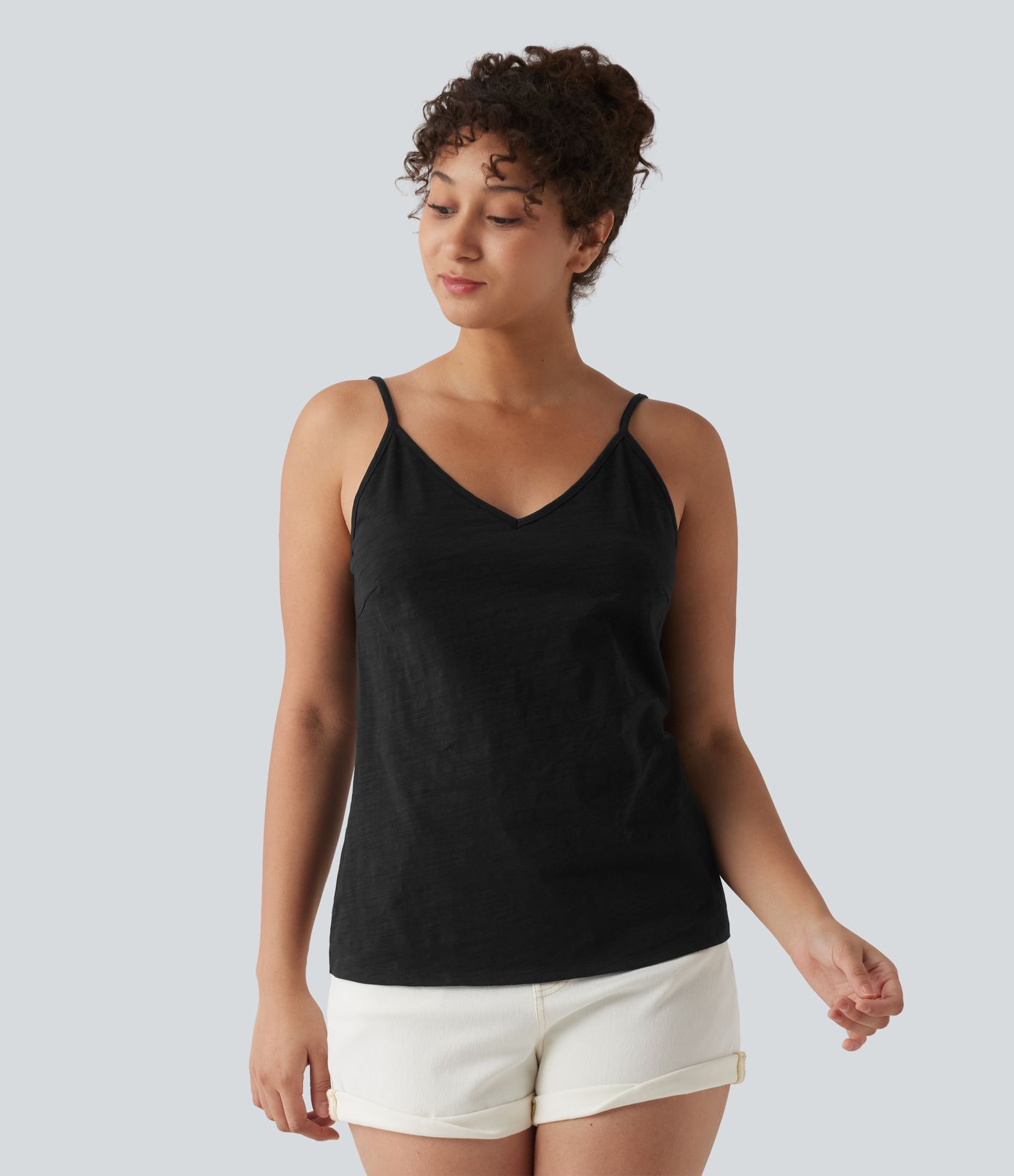 V Neck Casual Slubbed Cotton Tank Top V Neck Casual Slubbed Cotton Tank Top