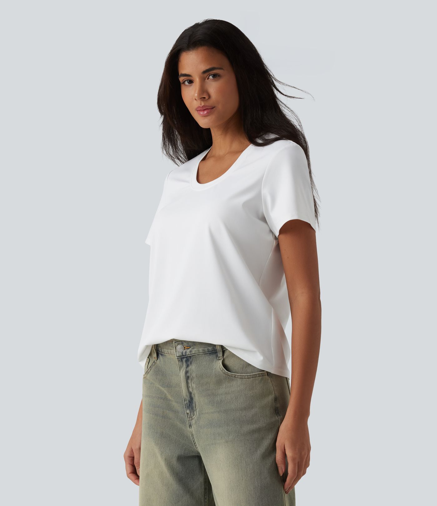 U Neck Short Sleeve Casual T-Shirt