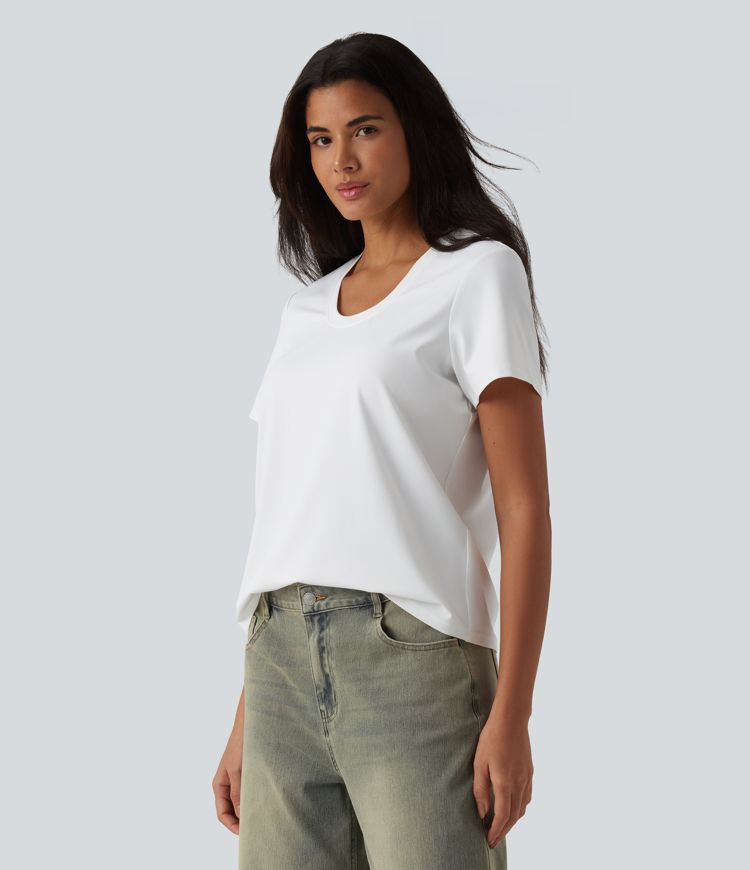 U Neck Short Sleeve Casual T-Shirt