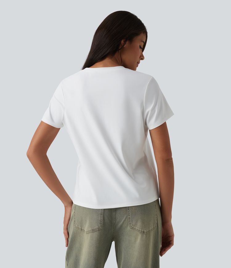 U Neck Short Sleeve Casual T-Shirt