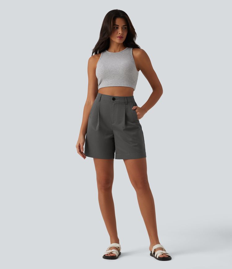 High Waisted Casual Baggy Shorts with Pockets