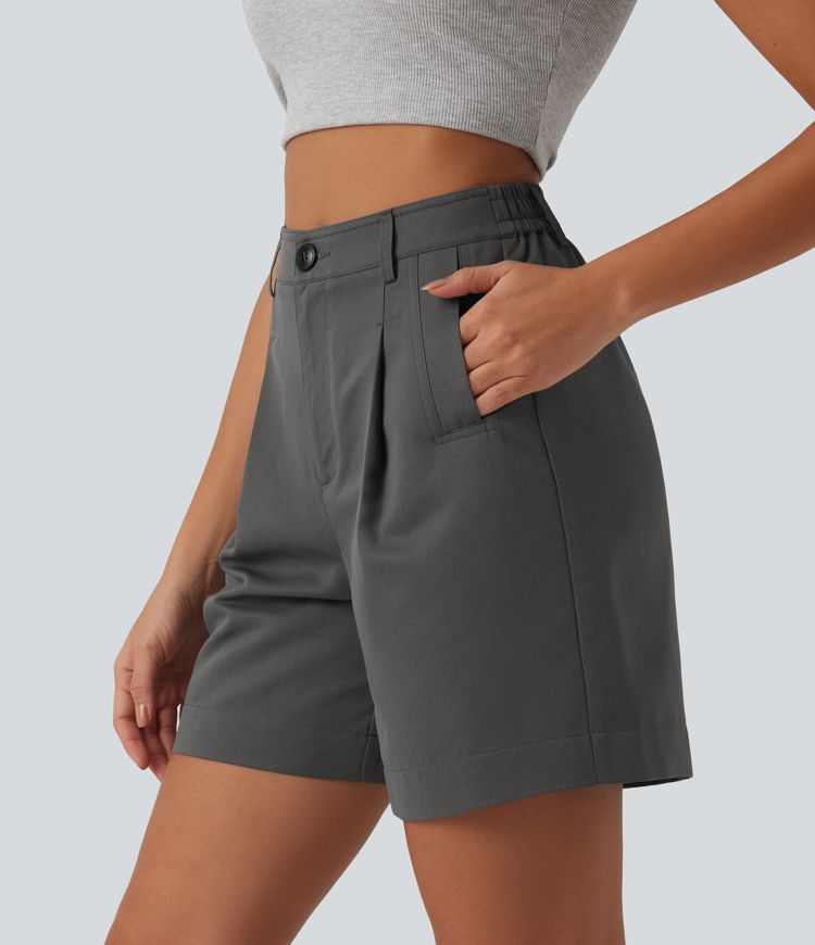 High Waisted Casual Baggy Shorts with Pockets