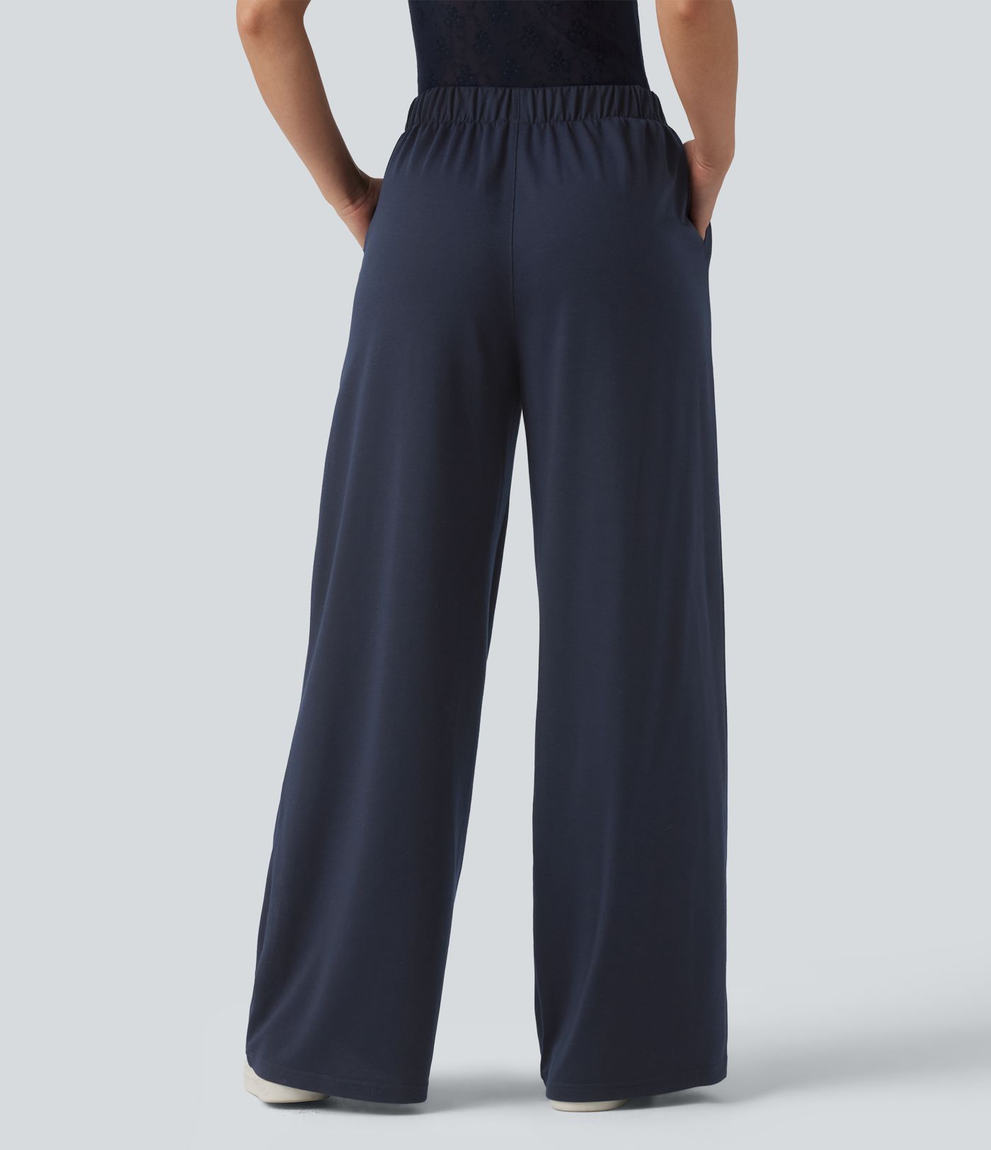 Jogging large décontracté taille mi-haute avec poches