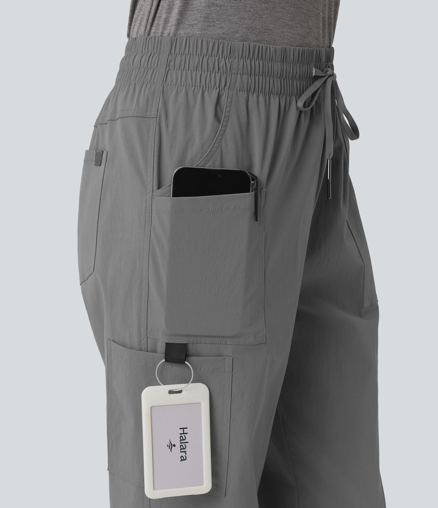 Jogging cargo décontracté taille mi-haute avec cordon de serrage et poches
