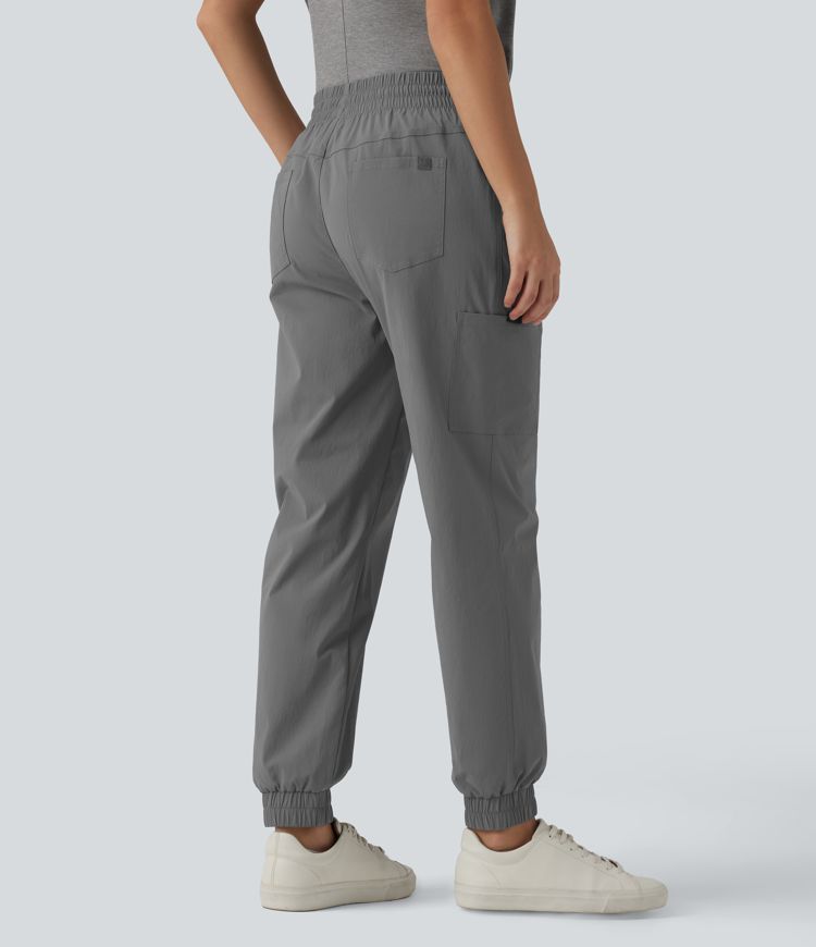 Jogging cargo décontracté taille mi-haute avec cordon de serrage et poches