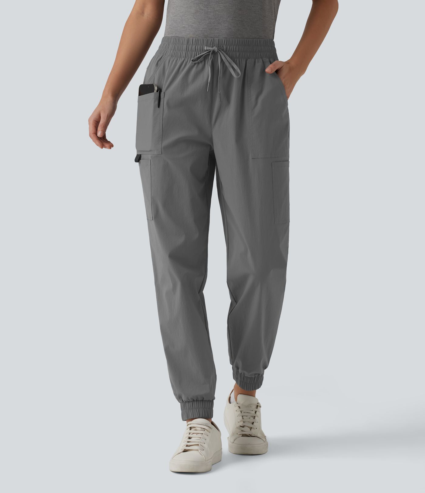 Jogging cargo décontracté taille mi-haute avec cordon de serrage et poches