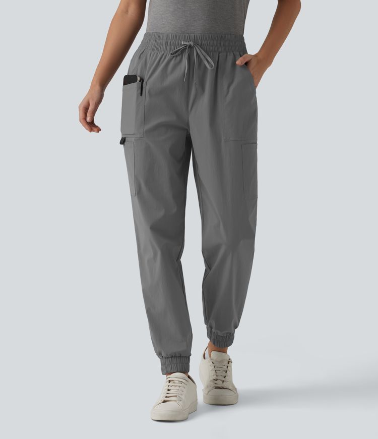 Jogging cargo décontracté taille mi-haute avec cordon de serrage et poches