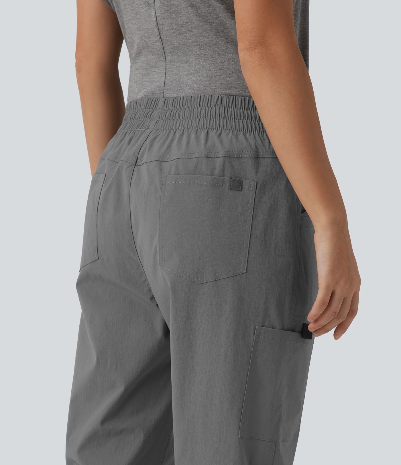 Jogging cargo décontracté taille mi-haute avec cordon de serrage et poches