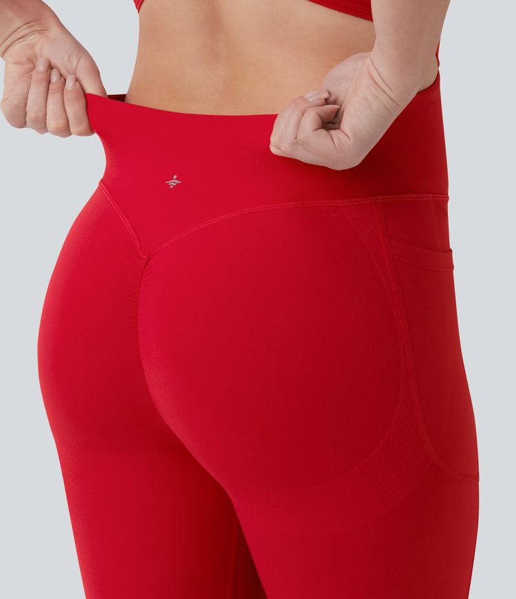 Halara UltraSculpt™ Crisscross Backless Tummy Control Butt Lifting Scrunch Non-Removable Pad Workout Flare Jumpsuit with Pockets-Easy Peezy