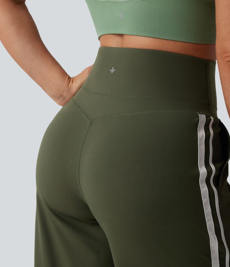 Halara UltraSculpt™ High Waisted Tummy Control Color Block Stripes Yoga Baggy Trousers with Pockets