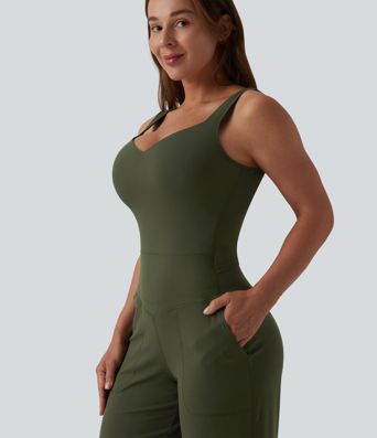 Halara UltraSculpt™ - Yoga-Jumpsuit mit Seitentaschen und geradem Bein - Easy Peezy Edition