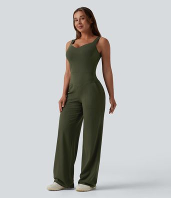 Halara UltraSculpt™ - Yoga-Jumpsuit mit Seitentaschen und geradem Bein - Easy Peezy Edition