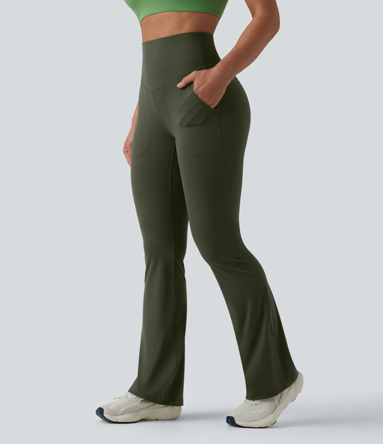 Legging de yoga bootcut taille haute gainant avec poches