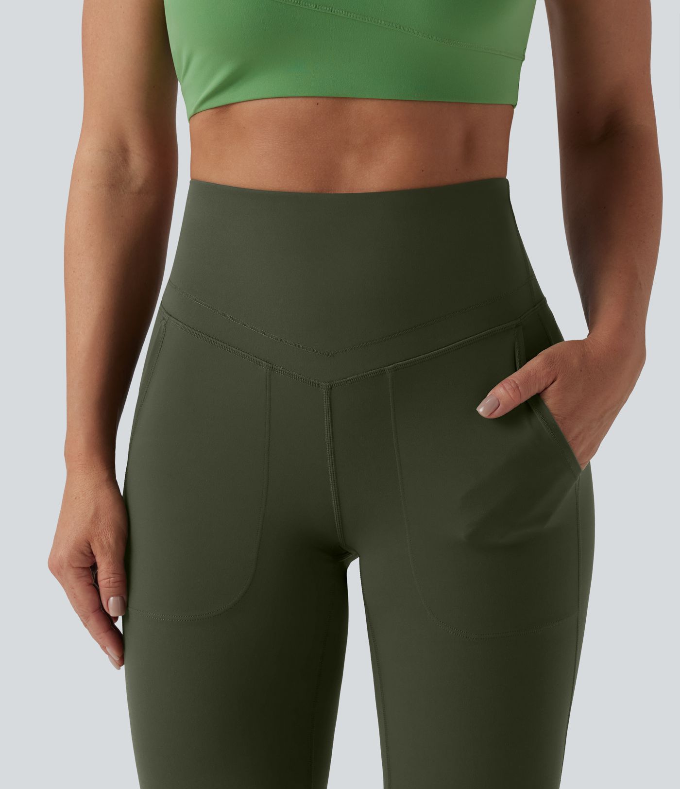 Legging de yoga bootcut taille haute gainant avec poches