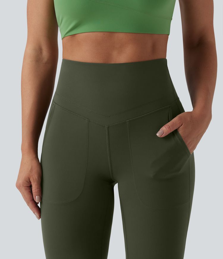 Legging de yoga bootcut taille haute gainant avec poches