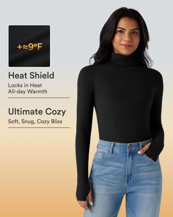 Halara HeatCore Turtleneck Long Sleeve Thumb Hole Casual Warming Top