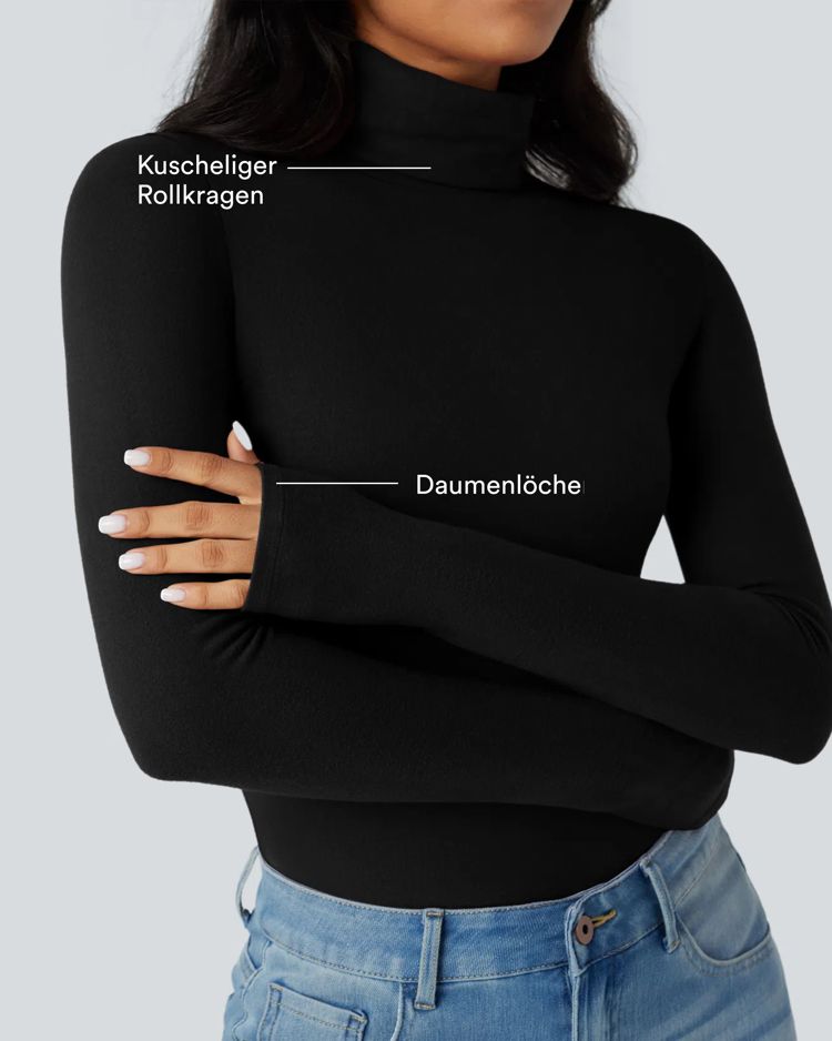 Lässiges, wärmendes Top mit Rollkragen, langen Ärmeln und Daumenlöchern​
