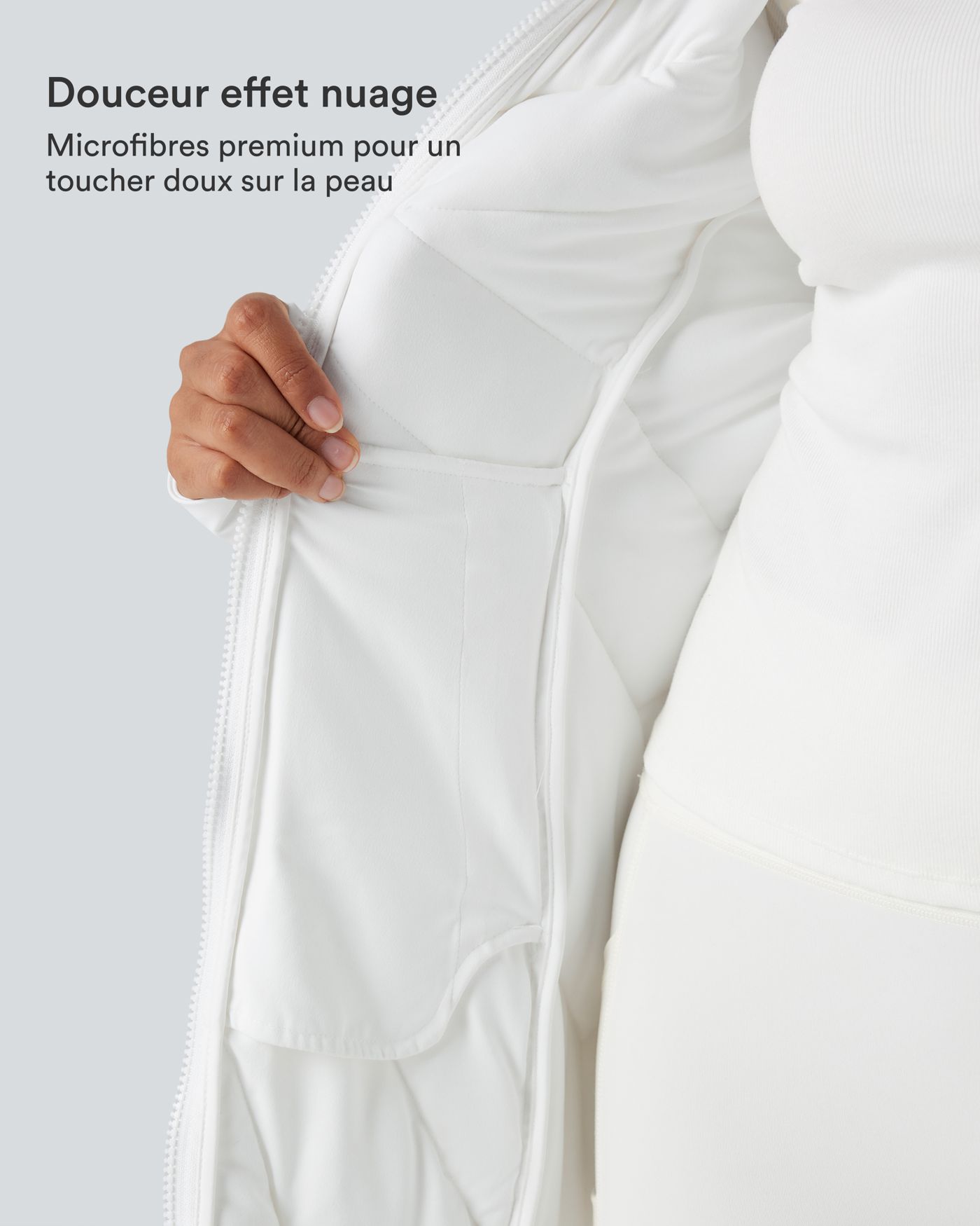 Doudoune PuffFlex col montant double zip avec passants pouces avec poches