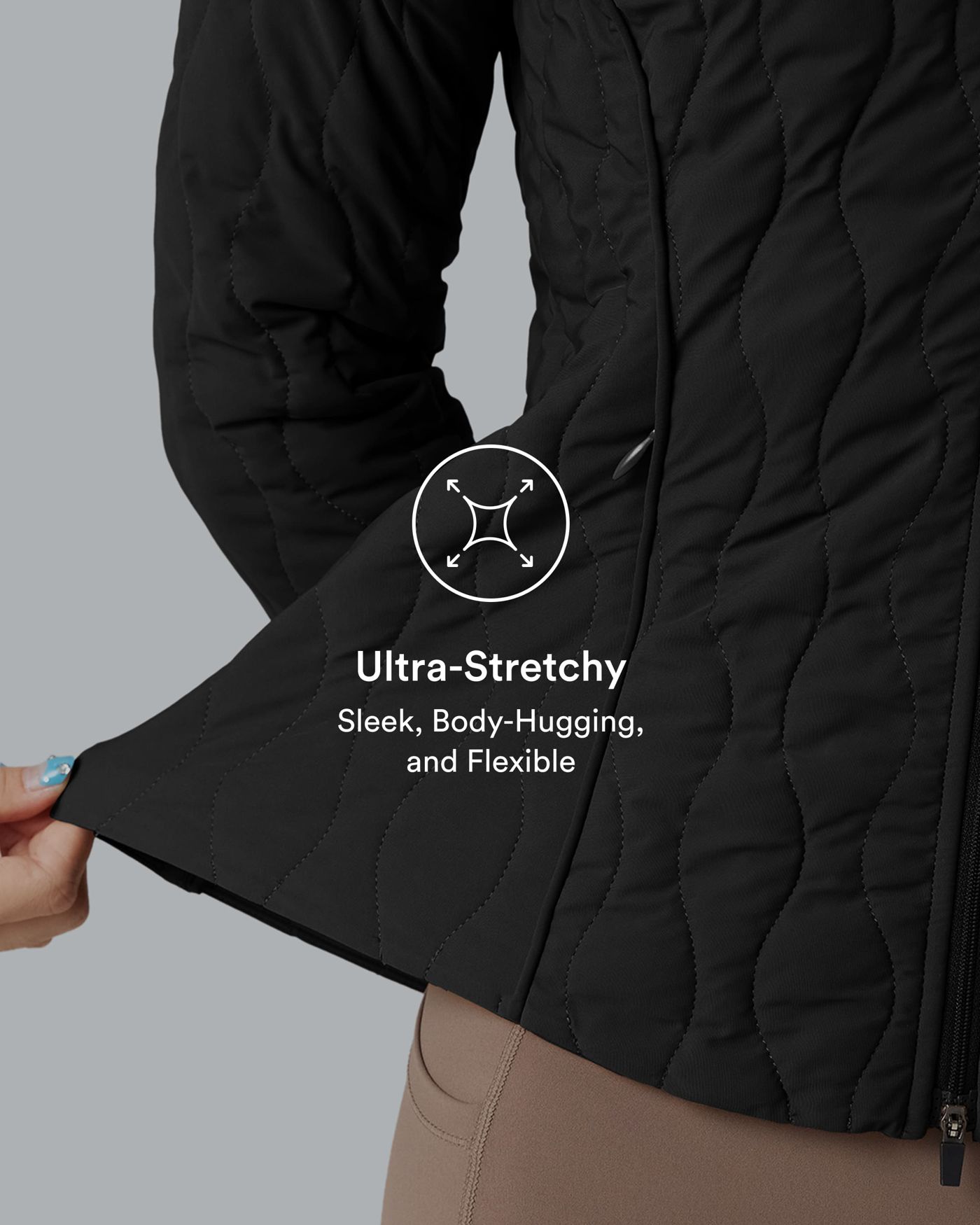 PuffFlex High-neck Thumb Holes Stretchy Workout Padded Jacket with Pockets-Packable Neck Pillow