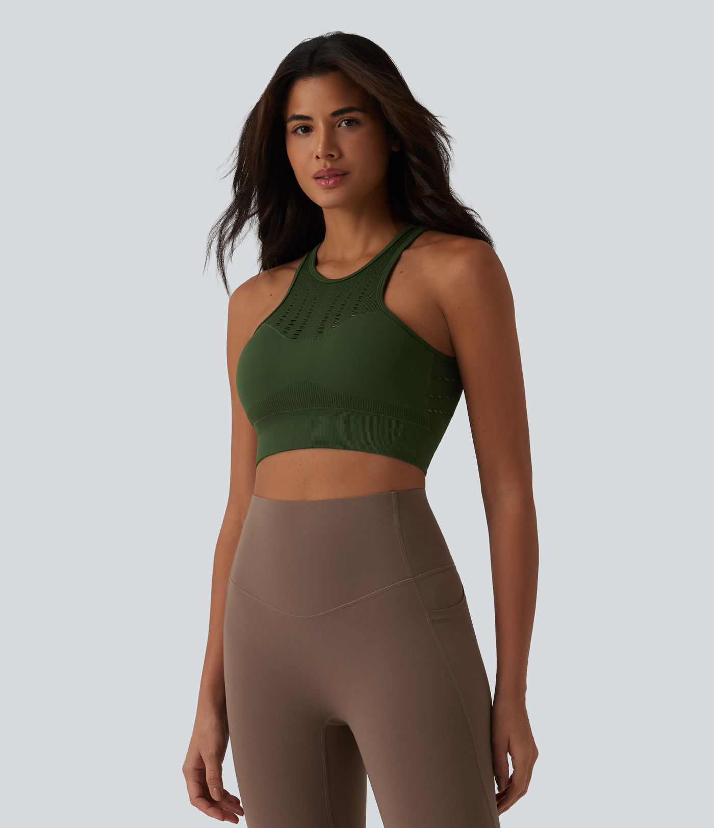 OneForm Seamless Flow Low Support Cut Out Built-in Bra Yoga Sports Bra