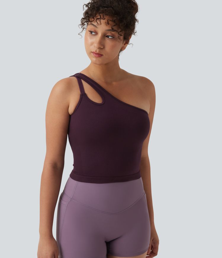 Débardeur yoga asymétrique OneForm Seamless Flow avec brassière intégrée Débardeur yoga asymétrique OneForm Seamless Flow avec brassière intégrée