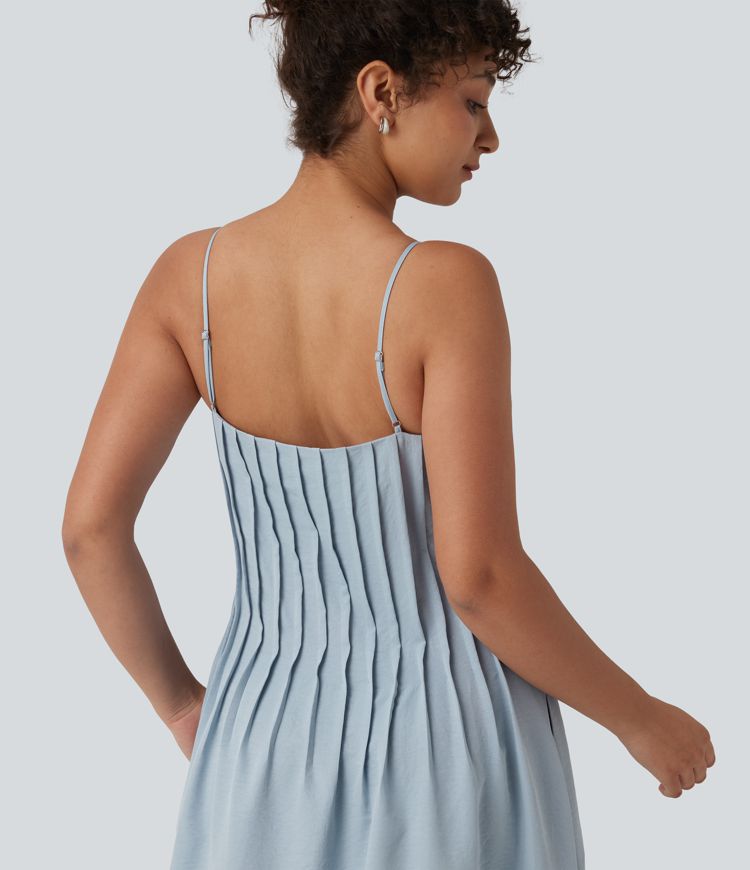 V Neck Maxi Slip Dress with Pockets