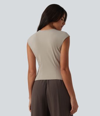 Round Neck Cap Sleeve Casual T-Shirt