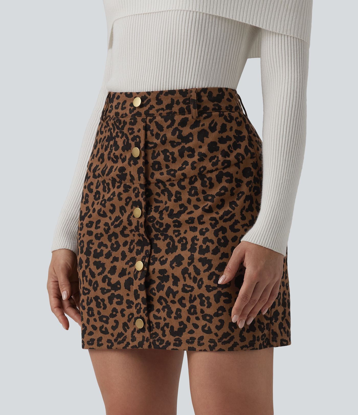 High Waisted 2-in-1 Leopard Print Mini Casual Skirt with Pocket-Longer Length High Waisted 2-in-1 Leopard Print Mini Casual Skirt with Pocket-Longer Length