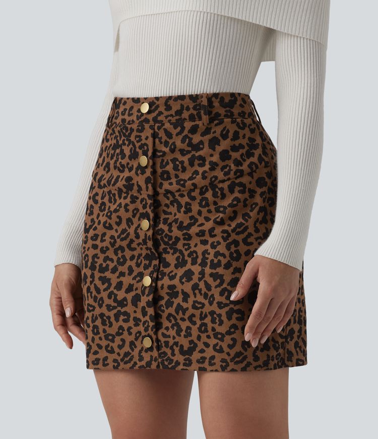 High Waisted 2-in-1 Leopard Print Mini Casual Skirt with Pocket-Longer Length High Waisted 2-in-1 Leopard Print Mini Casual Skirt with Pocket-Longer Length