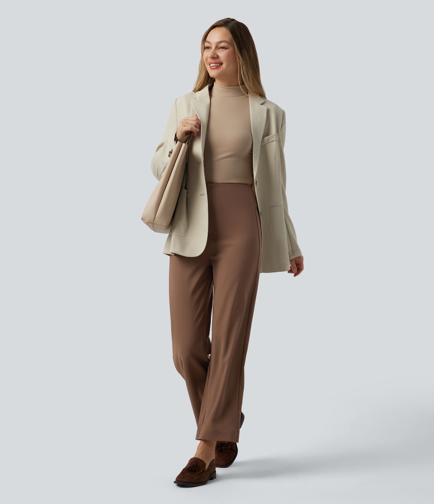 Water Repellent High Waisted Work Straight Leg Pants