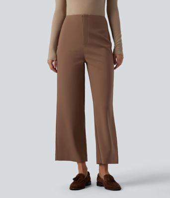 Water Repellent High Waisted Work Straight Leg Pants