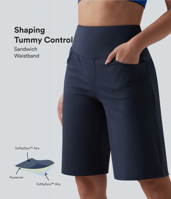 SoftlyZero™ Airy High Waisted Tummy Control Cool Touch Yoga Baggy Running Shorts with Pockets