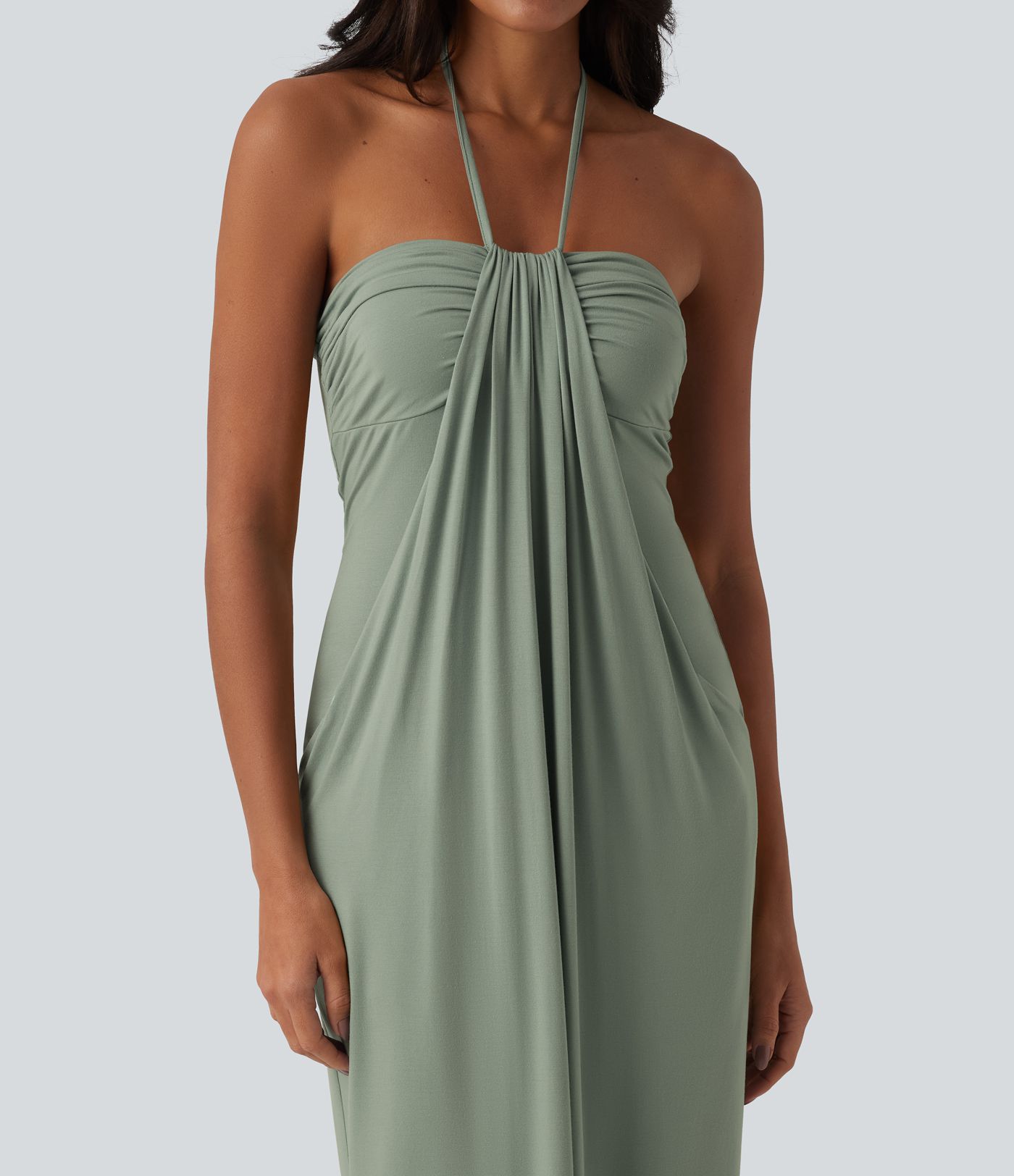 Halter Tie Back Maxi Dress with Pockets