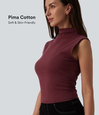 Débardeur de travail en coton à col montant