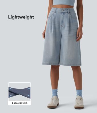 Halara Flex™ High Waisted Denim Casual Bermuda Shorts with Pockets