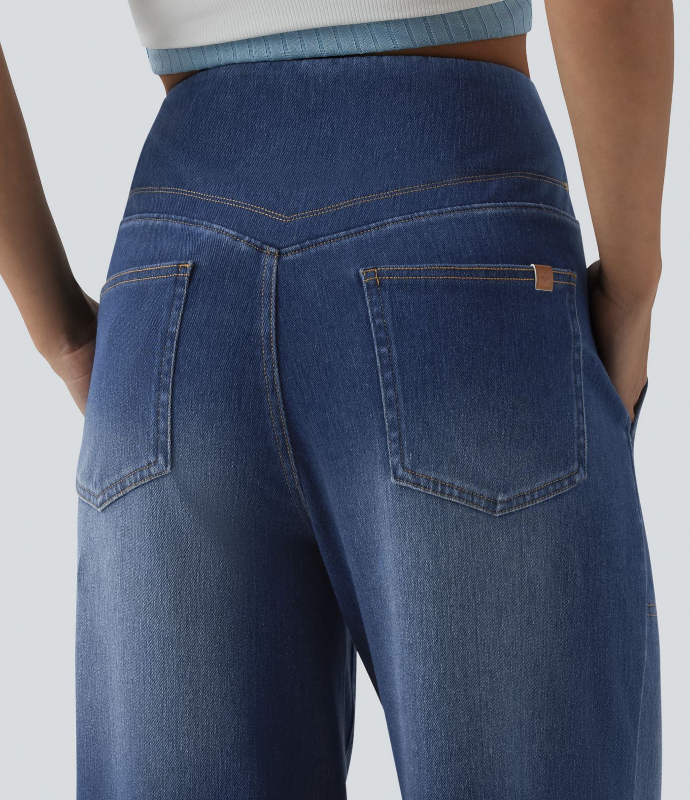 Halara Flex™ Baggy Jeans mit hohem Bund, Bauchkontrolle und Taschen