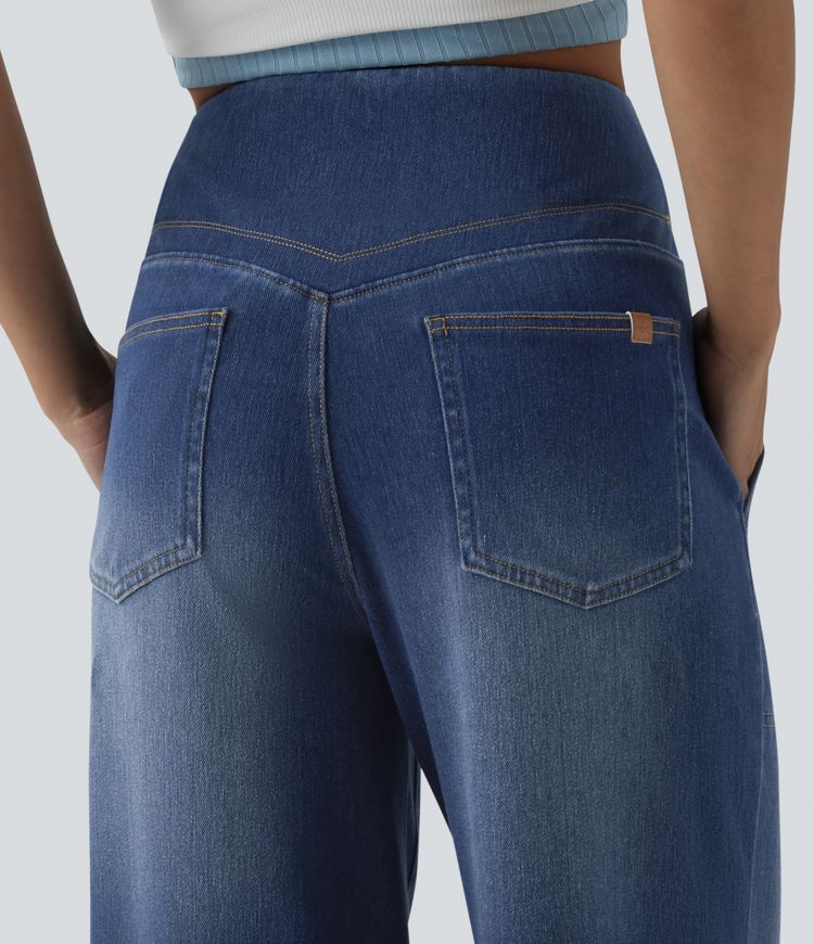 Halara Flex™ Baggy Jeans mit hohem Bund, Bauchkontrolle und Taschen