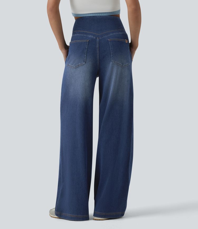 Halara Flex™ Baggy Jeans mit hohem Bund, Bauchkontrolle und Taschen