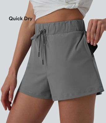High Waisted Drawstring Quick Dry Cool Touch Running Shorts 2.5'' with Pockets-UPF40+