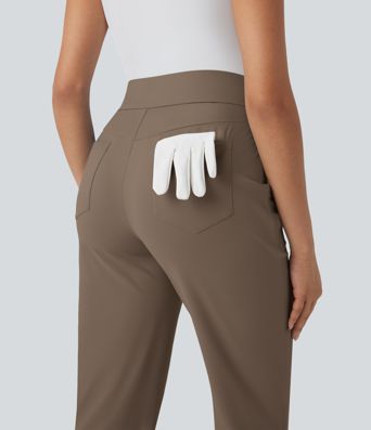 Mid High Waisted Pockets Quick Dry Golf Pants-Golf Tee-UPF40+