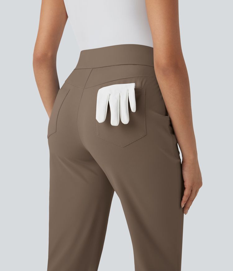Mid High Waisted Pockets Quick Dry Golf Pants-Golf Tee-UPF40+