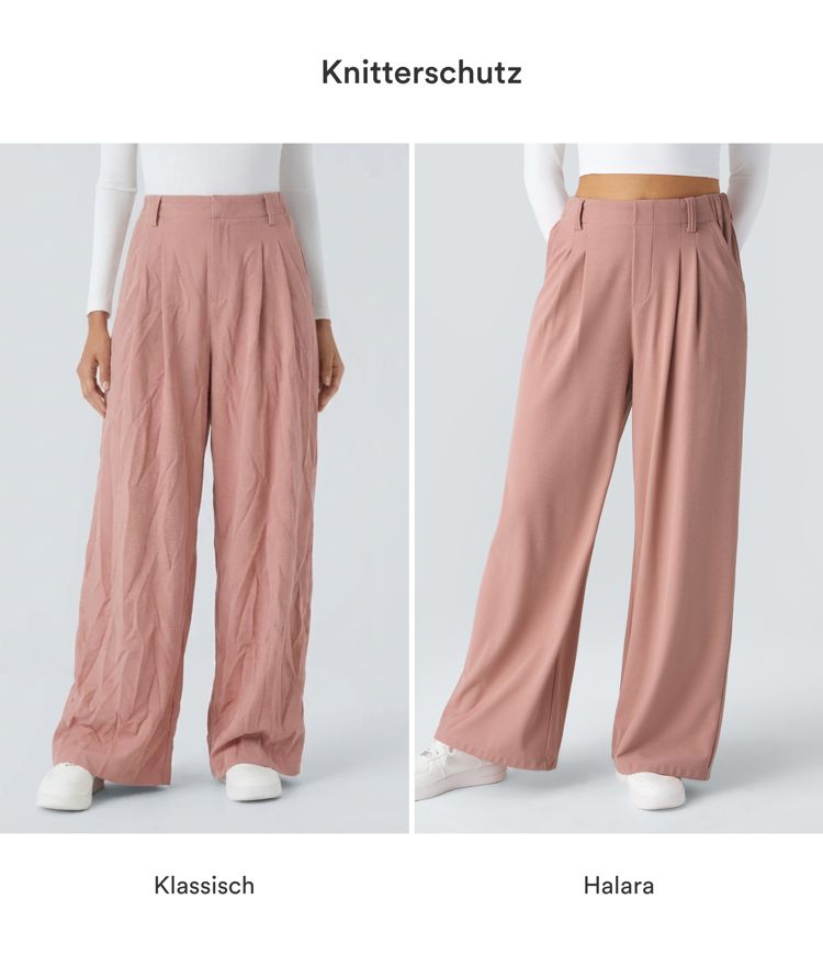 Halara Flex™ dehnbare Stoffhose mit hohem Bund, Waffelmuster, Seitentaschen und weitem Bein