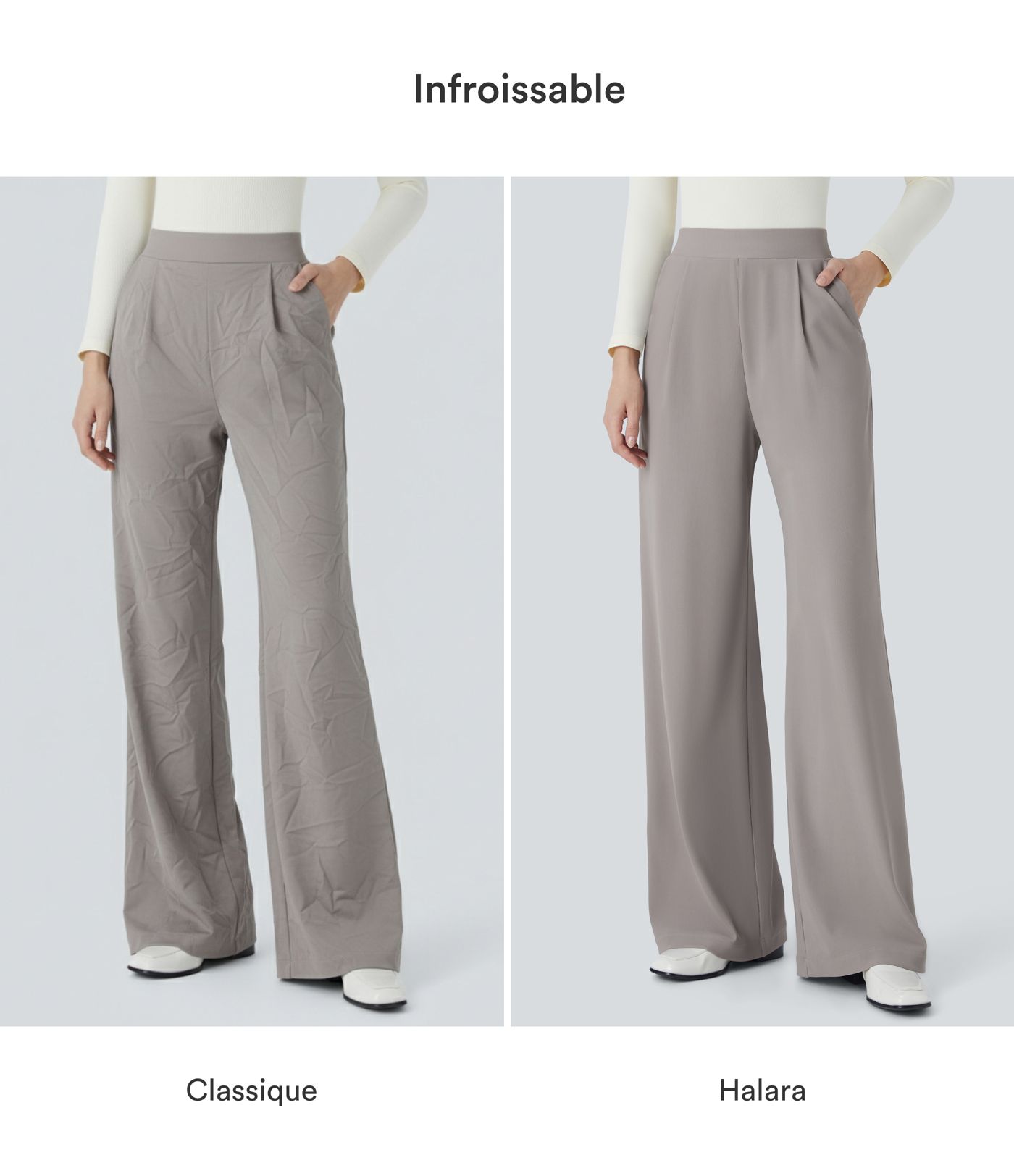 Halara Flex™ High-Waisted Flared Tailored Trousers with Micro Waffle Side Pockets